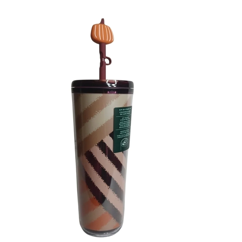Starbucks Tumbler Fall Pumpkin Topper Hot Cold Sip Straw Limited Edition Venti